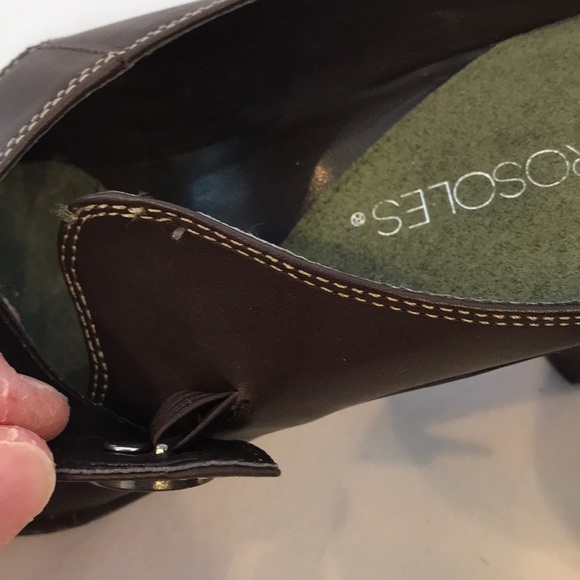 AEROSOLES leather sugar snap heeled open heel shoe - Picture 7 of 8